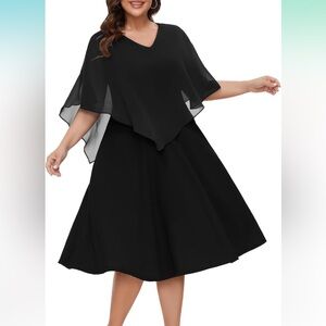 Elegant Black Chiffon Overlay Dress